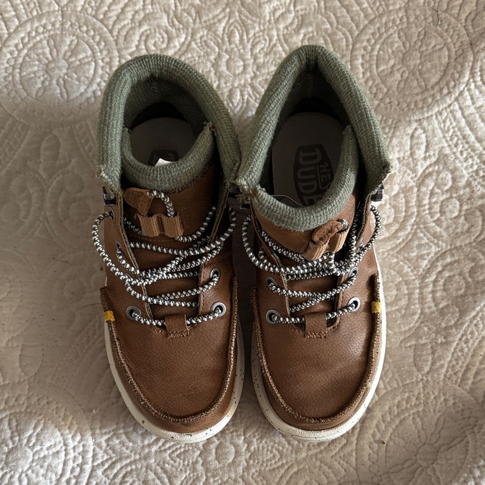 Hey Dude Brown and Green Kids Boots